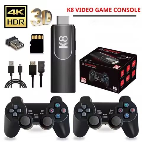 K8 Video Retro Game Console Dual Wireless Controller TV Game Stick 4K HD 20000 Retro Classical Games
