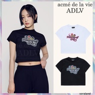 [ACME DE LA VIE] The Powerpuff Girls x acmedelavie gradient curlylogo crop t-shirts 2 colors