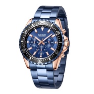 COD MEGIR 2064 Jam Tangan Pria Stainless Steel Fashion Santai Bercahaya Kuarsa Multifungsi Tahan Air