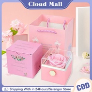 1Set Eternal Roses Box Timeless Rose Rotating Jewelry Box Eternal Rose Flower Ring Jewelry Box
