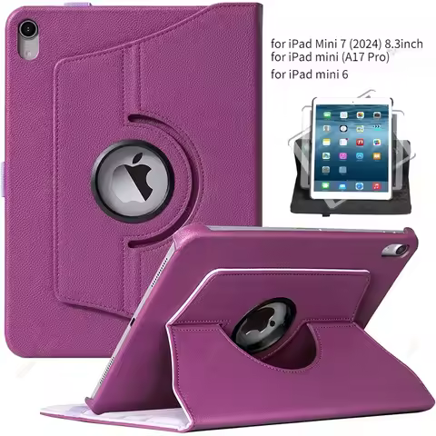 360 Rotating Case for Apple iPad Mini 7 8.3 2024 for ipad Mini 6 Case for iPad Mini A17 Pro Case
