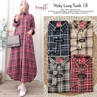 TUNIK JUMBO WANITA SIZE XXXL LD 130 KATUN FLANEL MOTIF KOTAK KOTAK PAKAIAN WANITA BAJU ATASAN LONG T