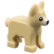 LEGO Animal 2889pb03 Dog, Alsatian / German Shepherd, Puppy with White Muzzle and Eyebrows, Black Ey