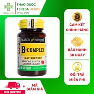 Mason Natural B-Complex Vitamin B1, B2, B3, B5, B6 supplement pills (box of 100 pills)