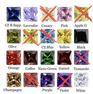 CZ รูปสี่เหลี่ยม ราคาเดียว 150บาท/แพ็ค. 7X7 ,8X8, 9X9, 10X10mm. CZ Square 150B/ pack. Cubic Zirconia