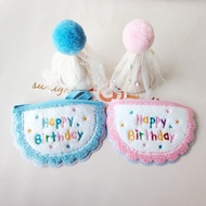 [SG Ready Stocks] Dog birthday hat Dog birthday Dog birthday Bib Dog party hat Dog birthday collar C