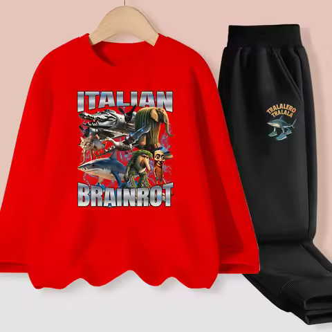 Aimi Lakana Children's Italian Brainrot Set Long Sleeve Shirt Pants Baby Boys Spring and Autumn Clot