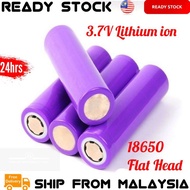 Real 18650 3.7V Flat Head Lithium LITHIUM-ION Fan Torch Battery - Purple