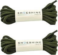 Shoe Lace Round Boot Lace 4mm Thick Shoelaces for shoes and boots - 3 Pairs Shoelace, Army Green wit
