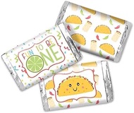 Taco 'Bout Fun First Birthday Fiesta Party Mini Chocolate Candy Bar Sticker Wrappers, 45 1.4" x 2.6"