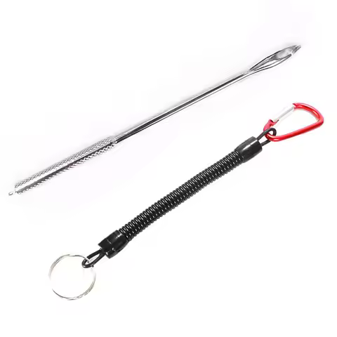 Stainless Steel Fishing Hook Disgorger Fish Hook Remover Coil Springs Snap Hook Holder Retractable C
