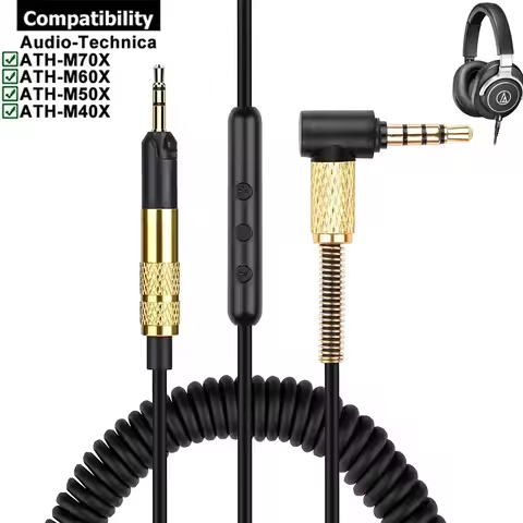 Replacement Cable Extension Cord for Audio Technica ATH-M50X ATH-M40X ATH-M70X ATH-M60X ATH M70X M60