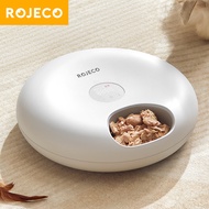 ROJECO 6 Slot Automatic Cat Feeder For Dry Wet Food Built-in battery 3600mAh Rechargable Cat Dog Pet Timing  Feeder with an ice pack box