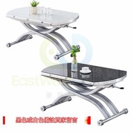 包送貨-小戶型伸縮圓形升降茶几 120cm 黑色或白色 玻璃 +側拉 顏色備註 二合一升降餐枱 多功能餐檯 餐桌 茶桌