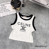 Áo Croptop 3 Lỗ Body Dáng Ôm Phối Viền Màu Đen Trắng