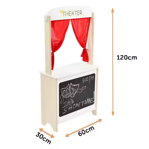 Double Sided Puppet Stage Blackboard Children's Toys Children's Pretend Players Wooden Puppet Theate