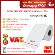 [5 rolls] Thermal Decal - Continuous thermal paper 76mm x 30m for printing Livestream orders, Printi