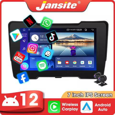 7 inch Portable GPS for Motorcycle DVR Carplay Support Youtube Netflix Tiktok GooglePlay Wireless An