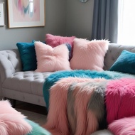 Sofa Fur Cushion Cover Size 40x40cm 30x30cm Elastic LP
