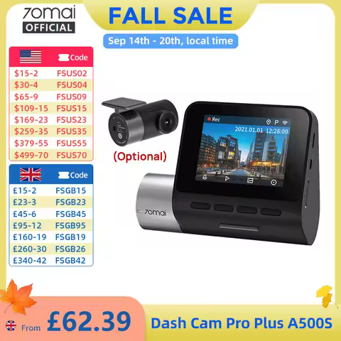 70mai Dash Cam Pro Plus A500S 1944P ADAS GPS Camera 70mai Front Cam A500S 140FOV Car DVR 24H Parking
