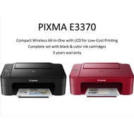 (LIMITED) Canon Pixma E3370 Wireless All-In-One Inkjet Printer (Red) / (Black) WITH INK