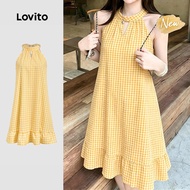(New Arrival) Lovito Casual Dress Hollow Spring/summer Dress for Women L196ED777 Lovito Corak Pakaia