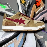 5colors Kasut Bapesta Bape SK8 DUNK Lightning Star Hit Color Small White Low-top Skateboard Shoes Me