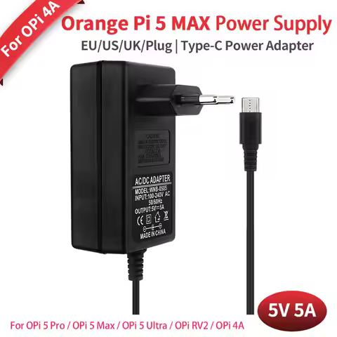 Orange Pi 5 Pro Power Supply 5 V 5A USB Type-C Power Adapter EU US UK Plug for OPi 5 Max / OPi 5 Ult