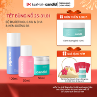 Bộ Ba Hỗ Trợ Cải Thiện Và Phục Hồi Da Candid Retinol 0.5% 30ml & Kem Dưỡng B5 Cica 50ml & BHA 100m