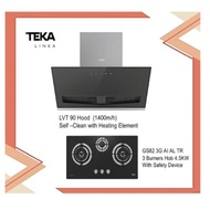 Teka LVT 90 Vertical Hood (1400m3/h) Self-Clean with Heating Element + Hob GS82 3G AI AL TR