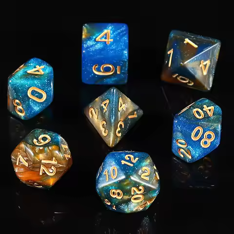 7PCS Starry Sky Multi Face Dice Number Dice Tabletop RPG Game Accessories 4/6/8/10/12/20 Face Dice P