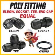 PVC Sambungan Paip / Poly Fitting (Equal) Poly Pipe Connector Socket/ Elbow/ Tee/ End Cap