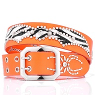 Fashion Trendy Retro Belt y2k Rhinestone Belt High-End Men's Belt Rivet Leather Belt Men