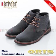 【街頭巷口 Street】 ORIS 男款 紳士風格 真皮半筒 雙材質拼接 休閒鞋 SB15936N01 黑色