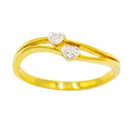 Happy Jewelry แหวนเพชรของแท้ แหวนหัวใจคู่น่ารัก ทองแท้ 9k 37.5% ME787