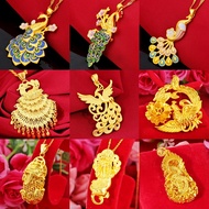 Sand gold copper gold-plated jewelry jewelry 24k fine necklace peacock gold pendant 9999 gold gold gold necklace pendant men's and women's gold necklace accessories necklace and pendant fashion pendant woman