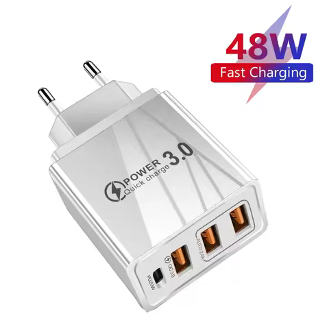 48W USB Charger PD 20W Type C QC 3.0 Portable Wall Charger Fast Charge EU/US Plug For Samsung Xiaomi