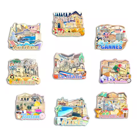 Le llans Marseille Nice Toulon Aix-en-Provence Avignon Cannes Antibes Menton France Fridge Magnet Tr
