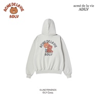 ADLV [acme de la vie] Bear Doll Hug Brown Line Friends Hoodie Grey (50052SBBHDU_S6GYXX)
