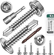 #8#10 Self Tapping Screws for Metal, 430Pcs 410 Stainless Steel Cross & Hex Drive Sheet Metal Screws