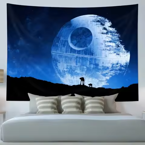 Death Planet Tapestry Death Stars Blue Galaxy Planet Cosmic Wall Hanging Art Decor Bedroom Living Ro