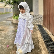 Gamis Syarifah Set Hijab Anak Perempuan Ceruty Doll X Brukat Sapto