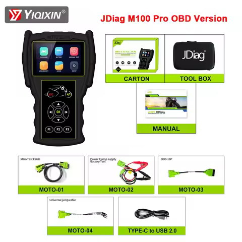 JDiag M100 Pro Motorcycle Diagnostic Scanner OBD2 Diagnostic Tool Code Reader For BMW D87/88 KTM Hon