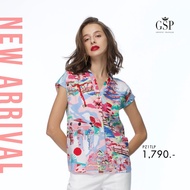 GSP womans rayon blouse Kyoto Cherry bloom เสื้อผู้หญิง คอวี แขนล้ำ สีชมพู PZ1TLP