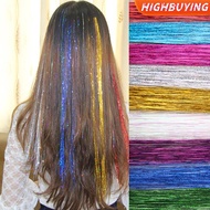 HIGHBUYING 120 Strands Hair Tinsel Bling Silk Hair Flare Strands Glitter Rainbow Hair Decor