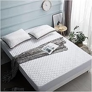 Quilted Mattress Pad Cover Protector Mattress Cover Stretches Up to 25cm/9.84 Inches Deep White Poly