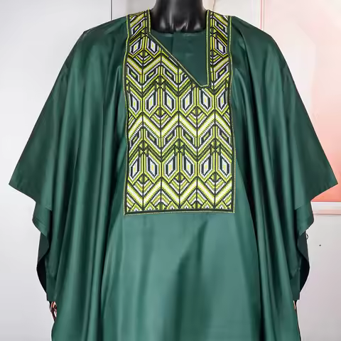 H&D African Clothes for Men Traditional Wear Formal Bazin Riche Dashiki Outfits Green Shirt Pants Ro