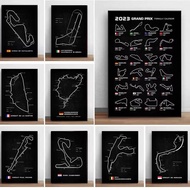 Minimalist F1 Race Track Canvas Wall Art Frameless Waterproof Circuit Map Print for Man Cave Decor