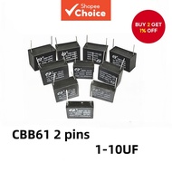 Cbb61 Pin Capacitor 1uf, 1.2uf, 1.5uf, 2uf, 2.5uf, 3uf, 3.5uf, 4uf, 5uf, 6uf, 8uf, 10uf, 450vac Air 