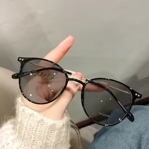 Photochromic Anti Radiation Glasses for Women Men Oval Frame Eyeglass Frame Anti Blue Light Eyeglass